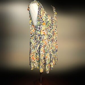 Jodifl Rayon Floral Sleeveless Tiered Print Dress Babydoll Size Large